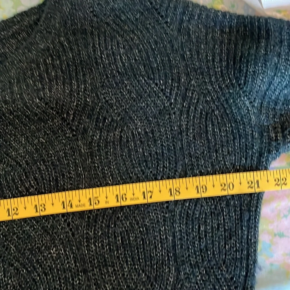 Anthropologie | Keely Fisherman Cable Knit‎ Pointelle Marled Green Sweater XS